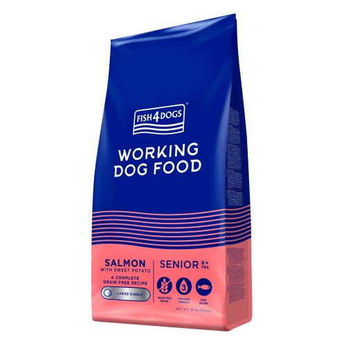 FISH4DOGS SENIOR WORKING DOG SALMON SMALL KIBBLE GRAIN-FREE DRY DOG FOOD 15KG