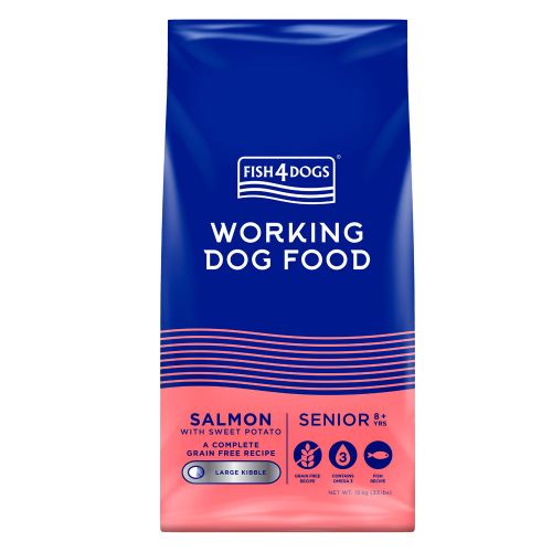 FISH4DOGS SENIOR WORKING DOG SALMON LARGE KIBBLE GRAIN-FREE DRY DOG FOOD 15KG