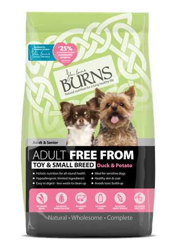 BURNS Toy &amp; Small Breed Duck &amp; Potato Adult Grain-Free Dry Dog Food 2kg