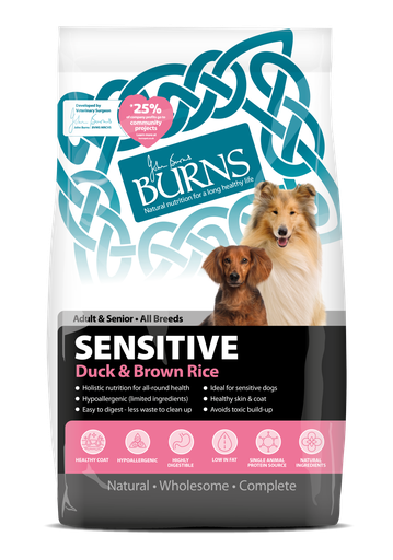 BURNS Sensitive Duck &amp; Brown Rice Wholesome Adult Dry Dog Food 2kg