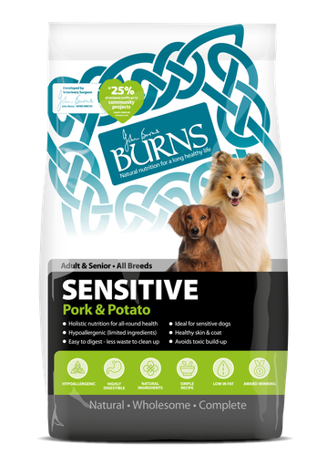 BURNS Sensitive Pork &amp; Potato Wholesome Adult Dry Dog Food 2kg