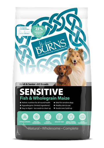 BURNS Sensitive Fish &amp; Wholegrain Maize Adult Dry Dog Food 2kg