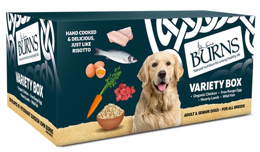 BURNS Mixed Variety Box Adult Case of 6 Wet Dog Food 395g