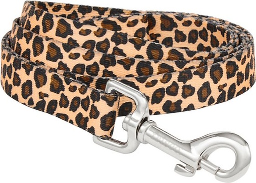 Frisco Leopard Print Polyester Dog Leash, Medium: 6-ft long, 3/4-in wide