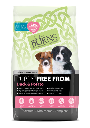 BURNS FREE FROM Puppy Duck &amp; Potato Grain-Free Dry Dog Food 2kg