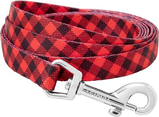 Frisco Buffalo Check Dog Leash, SM - Length: 6-ft, Width: 5/8-in
