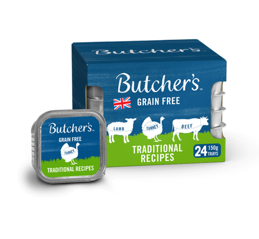 BUTCHERS TRADITIONAL RECIPES 24 GRAIN-FREE PACK WET DOG FOOD 150G