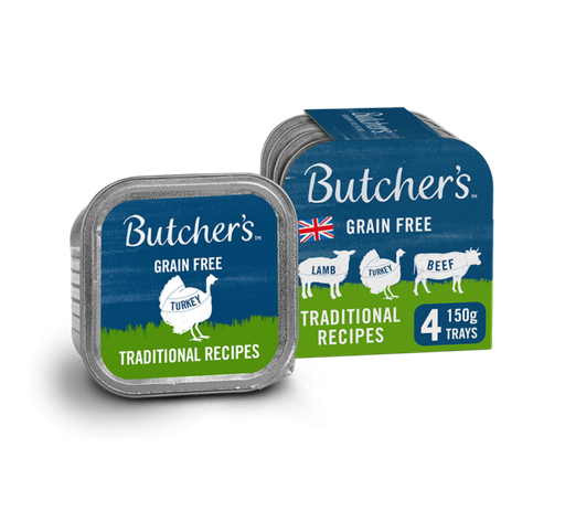 BUTCHERS TRADITIONAL RECIPES CASE OF 24, 4 TRAYS GRAIN-FREE WET DOG FOOD 150G