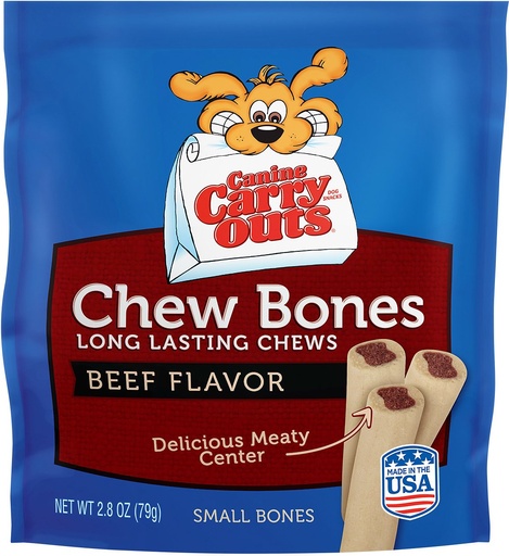 Canine Carry Outs Chew Bones Beef Flavor Small Dog Treats 90g