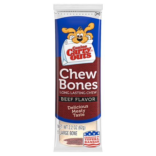 Canine Carry Outs Chew Bones Beef Flavor  Large Single Bone Dog Treats 62g