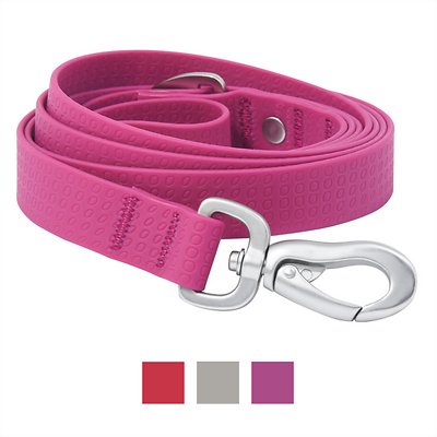 Frisco Outdoor Solid Textured Waterproof Stink Proof PVC Dog Leash, Boysenberry Purple, Medium - Length: 6-ft, Width: 3/4-in